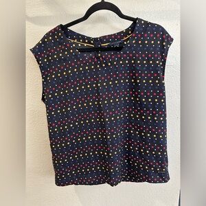 3 for $10. Tommy Hilfiger Navy Blouse with Multicolor Dots